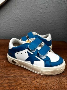 Golden Goose Kids May School Leather Sneakers White Blue EU 23 US 6K